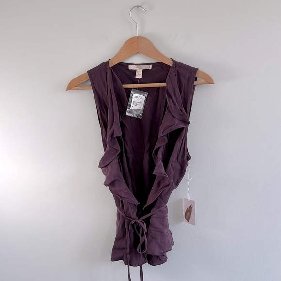 New Forever 21 Plunge Neck Wrap Blouse with Ruffle Detail - Picture 1 of 6